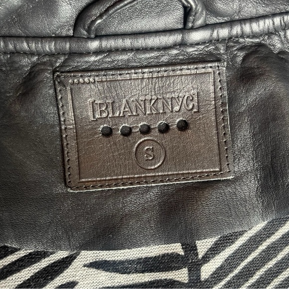 BlankNYC Faux Leather Moto Jacket Contrast Stitching Black White Tassel Size S - Picture 8 of 15